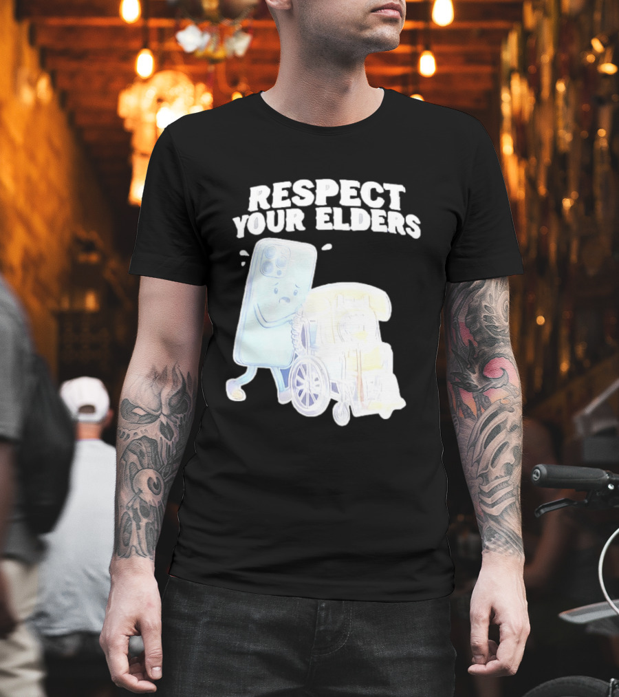 Respect Your Elders Smartphone And Vintage Telephone T-Shirt