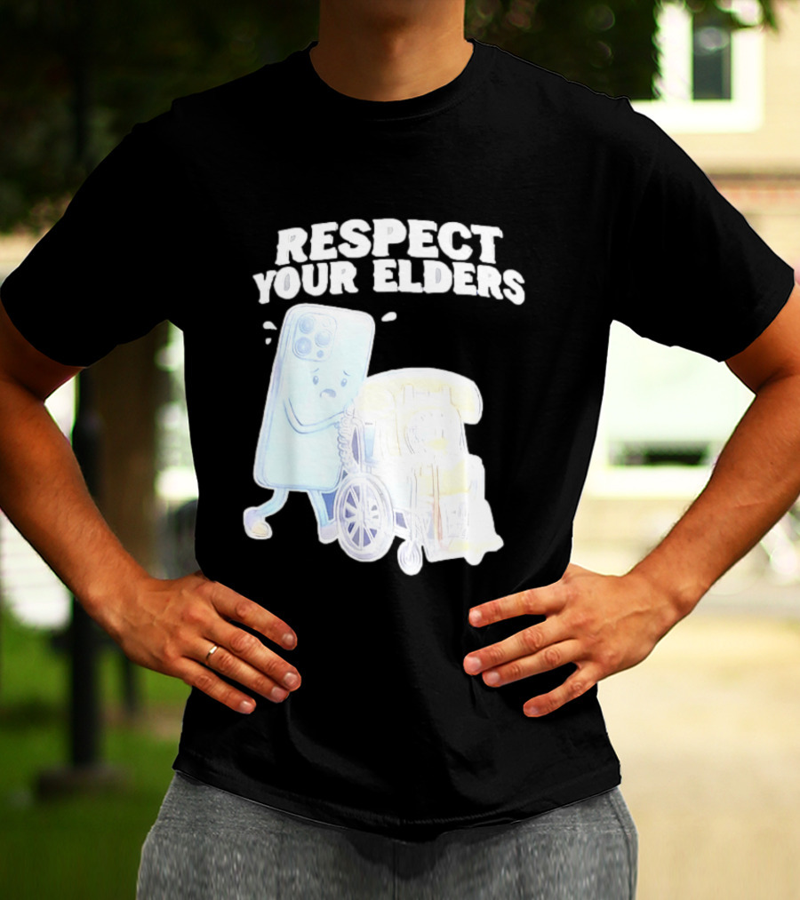 Respect Your Elders Smartphone And Vintage Telephone T-Shirt