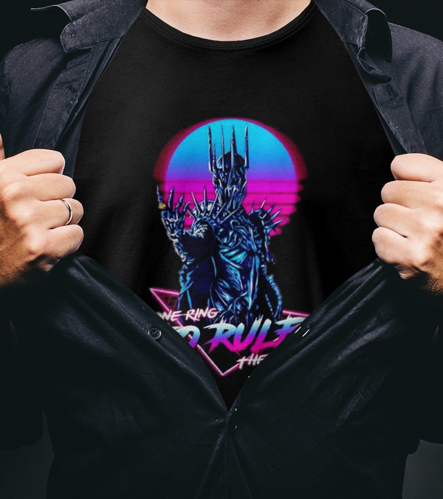 Sauron One Ring To Rule Them All Retro Pink Neon Lord Of The Rings T-Shirt