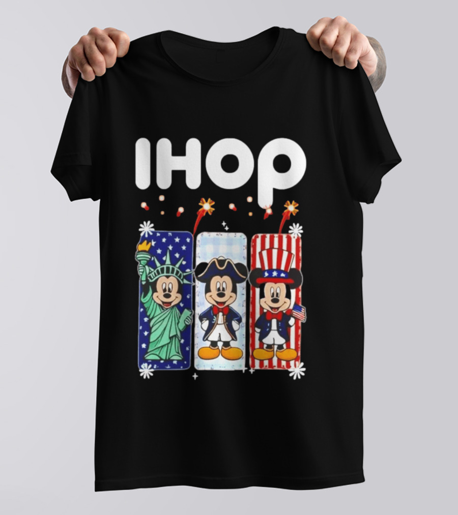 IHOP Mickey Mouse Statue Of Liberty Colonial Patriotic Independence Day T-Shirt