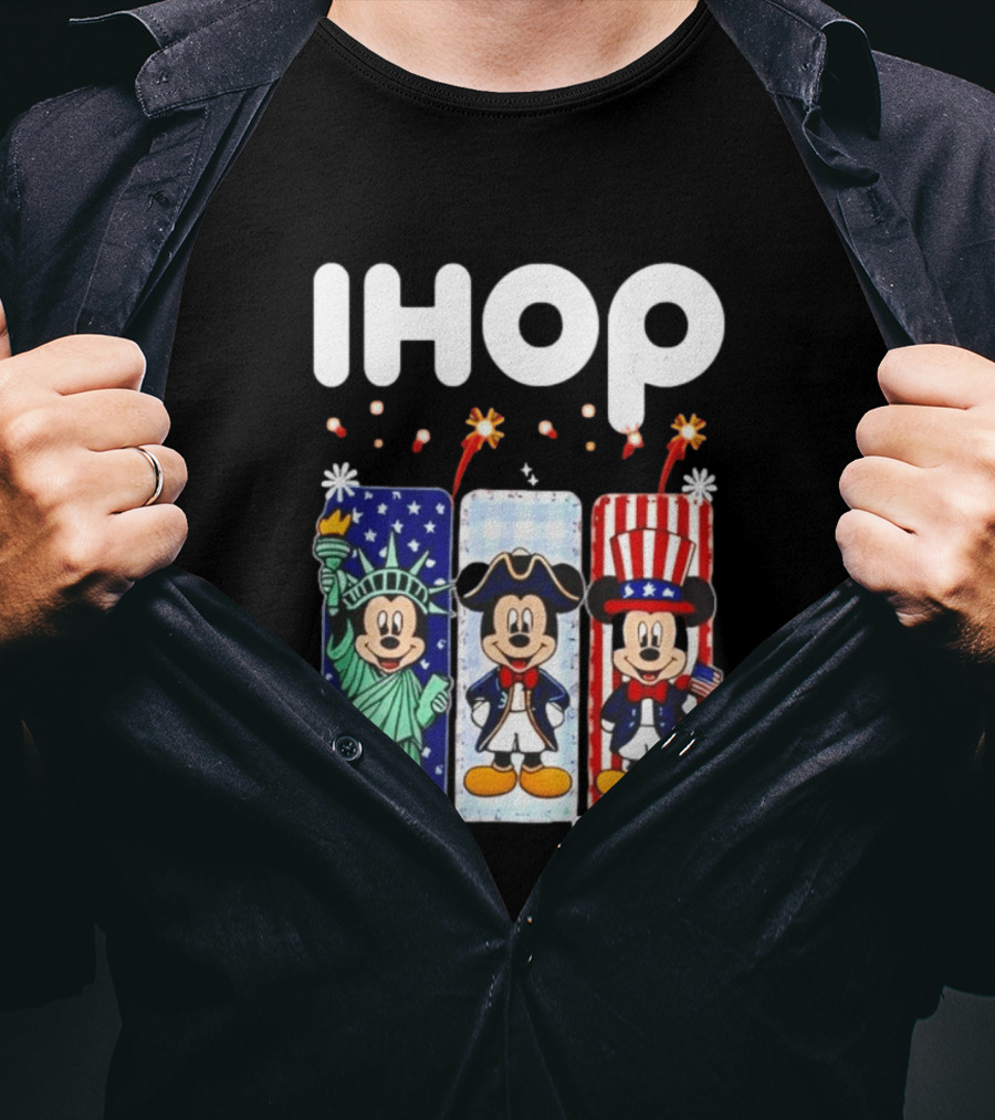 IHOP Mickey Mouse Statue Of Liberty Colonial Patriotic Independence Day T-Shirt