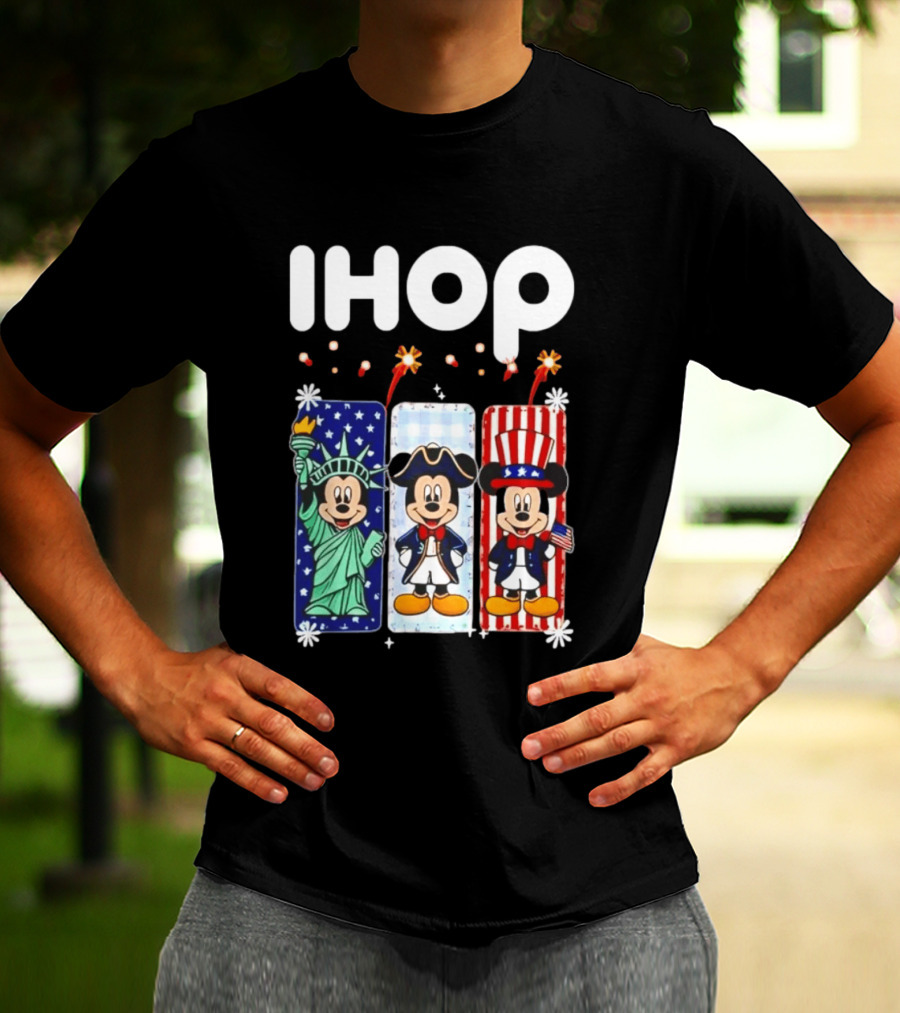 IHOP Mickey Mouse Statue Of Liberty Colonial Patriotic Independence Day T-Shirt