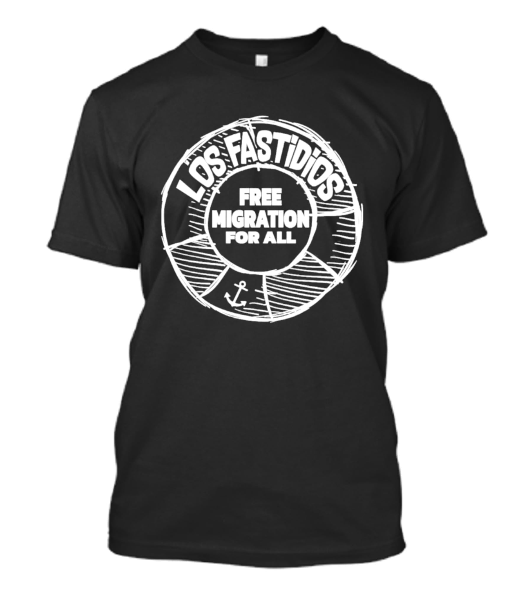 Los Fastidios Free Migration For All Lifebuoy Anchor T-Shirt