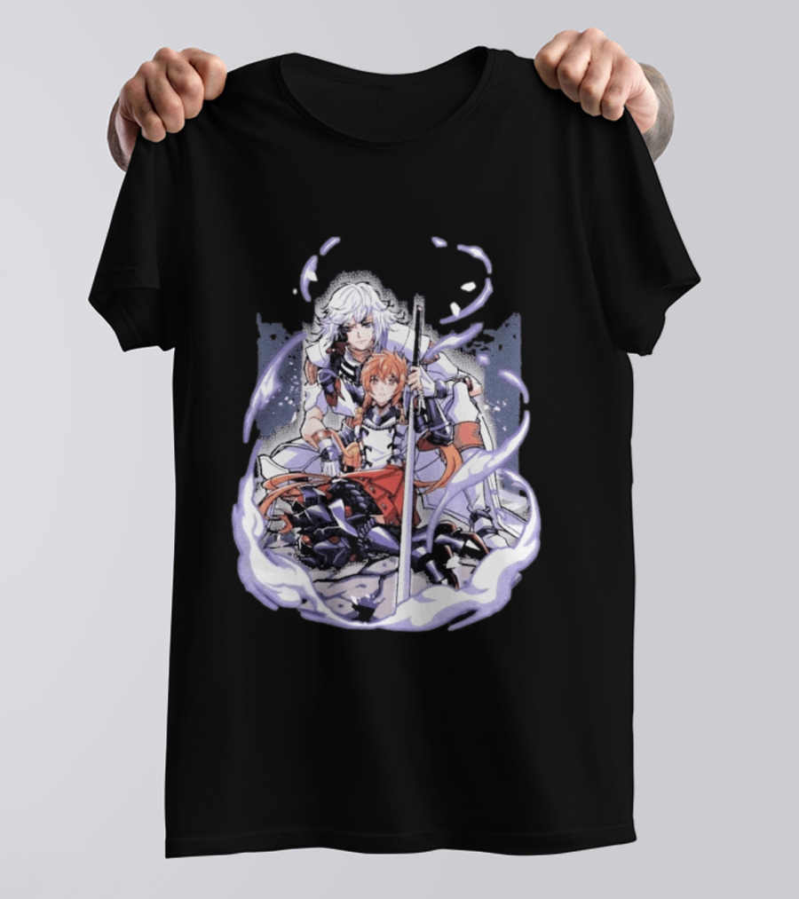 Tragic Couple Heart Anime Fantasy Duo With Sword And Armor T-Shirt