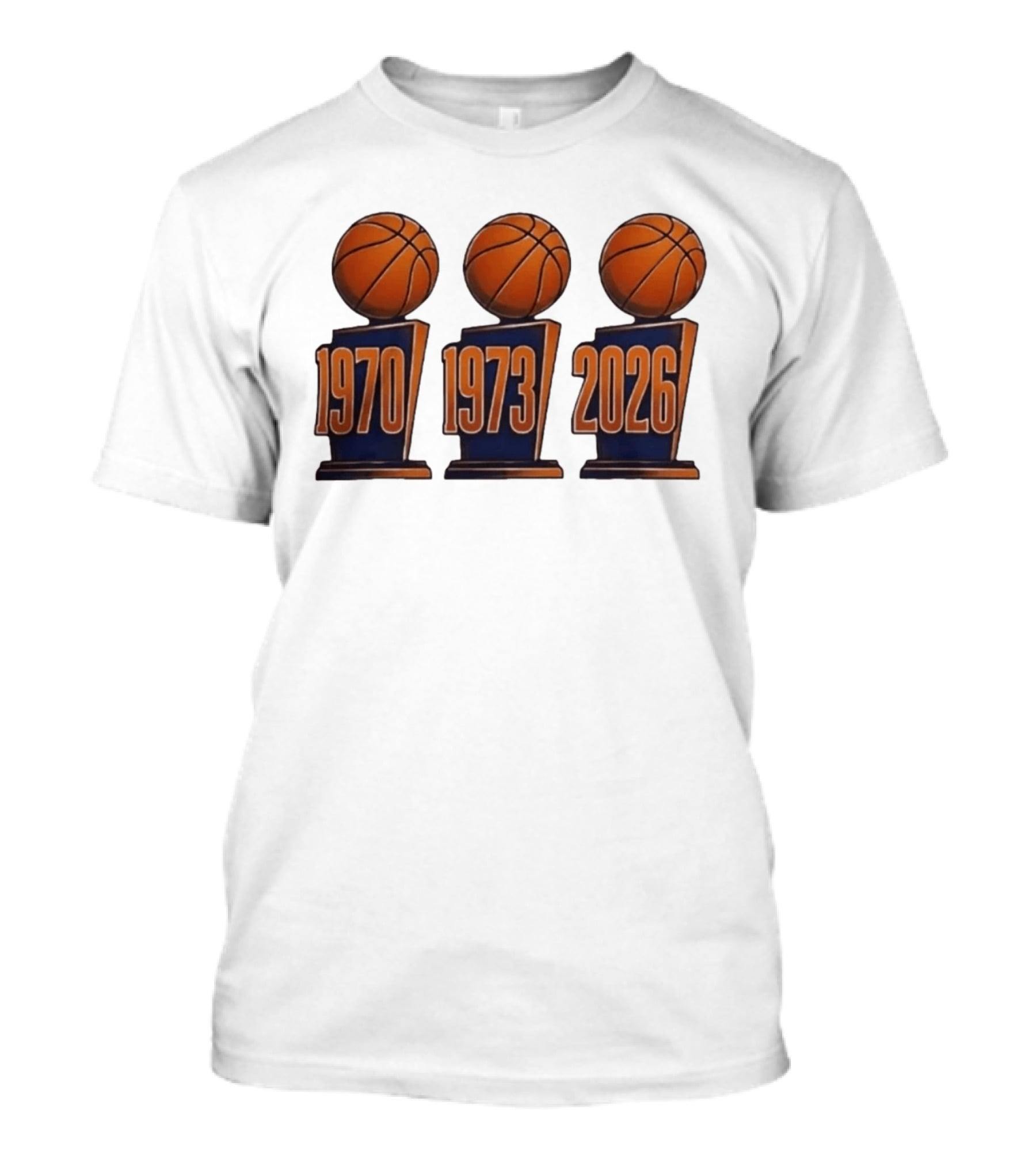 New York Knicks NBA Champions 1970 1973 2026 Basketball Trophy Titles T-Shirt