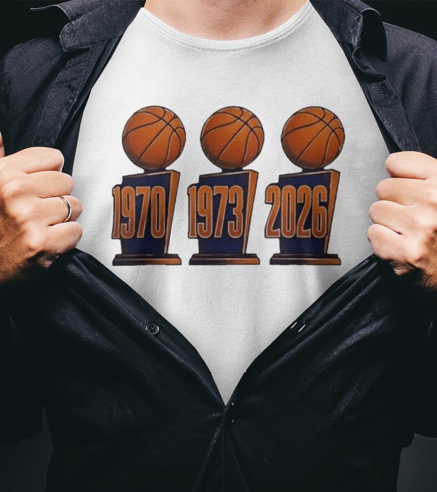 New York Knicks NBA Champions 1970 1973 2026 Basketball Trophy Titles T-Shirt