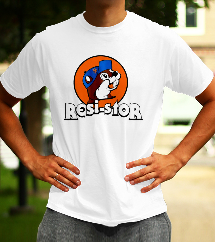 New York Mets Buc Ee's Resi Stor Beaver Blue Cap T-Shirt