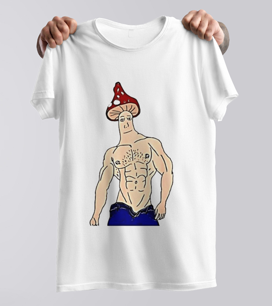 Wojak Shroomjak Buff Gym Meme Mushroom Head T-Shirt