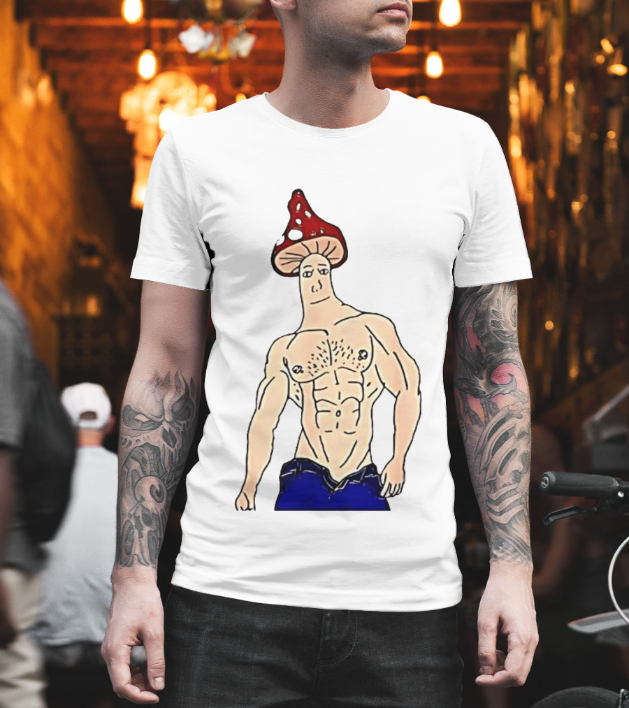 Wojak Shroomjak Buff Gym Meme Mushroom Head T-Shirt