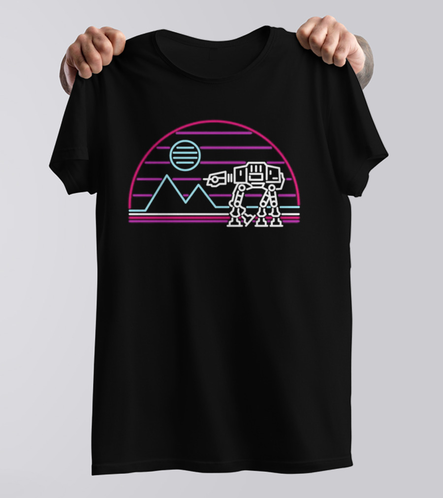 AT AT Walker On Hoth Neon Sign Scene T-Shirt