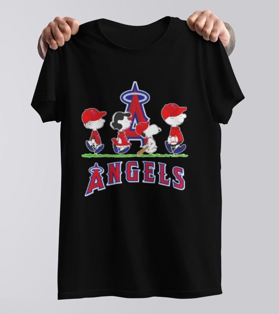 Charlie Brown Lucy Snoopy Peanuts Angels MLB Baseball T-Shirt