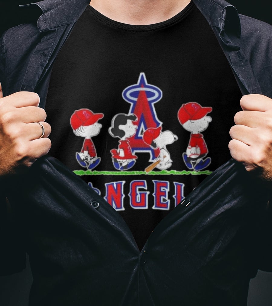 Charlie Brown Lucy Snoopy Peanuts Angels MLB Baseball T-Shirt