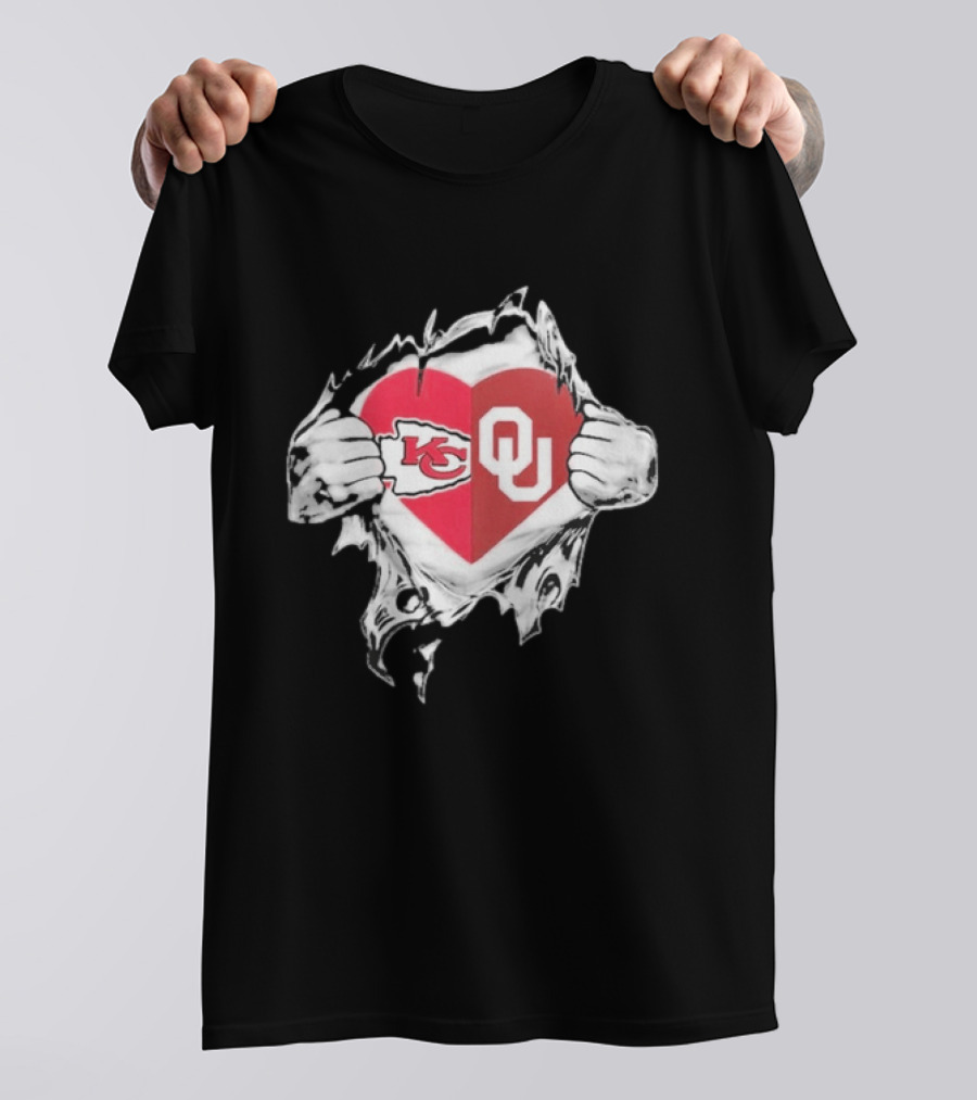 Chiefs X Sooners It's In My Heart Kansas City Oklahoma Football Fan Collaboration T-Shirt