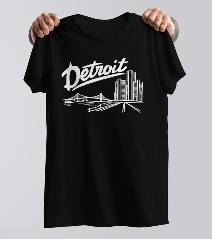 Detroit Skyline Renaissance Center Ambassador Bridge Cityscape T-Shirt