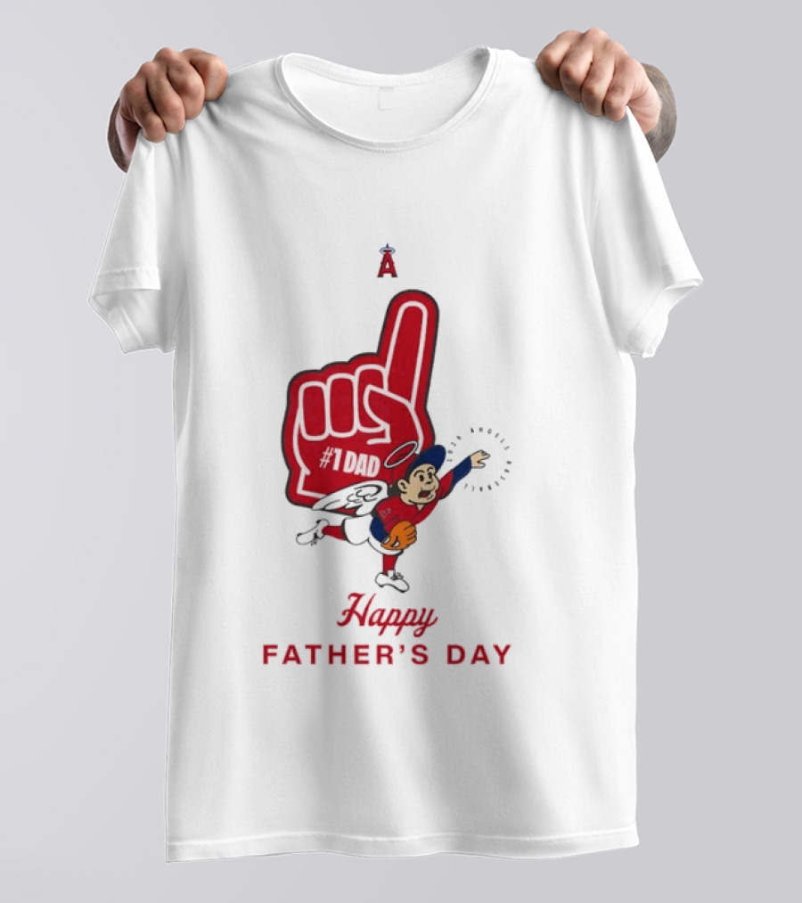 Happy Father's Day 2026 Los Angeles Angels Baseball Fan Foam Finger T-Shirt