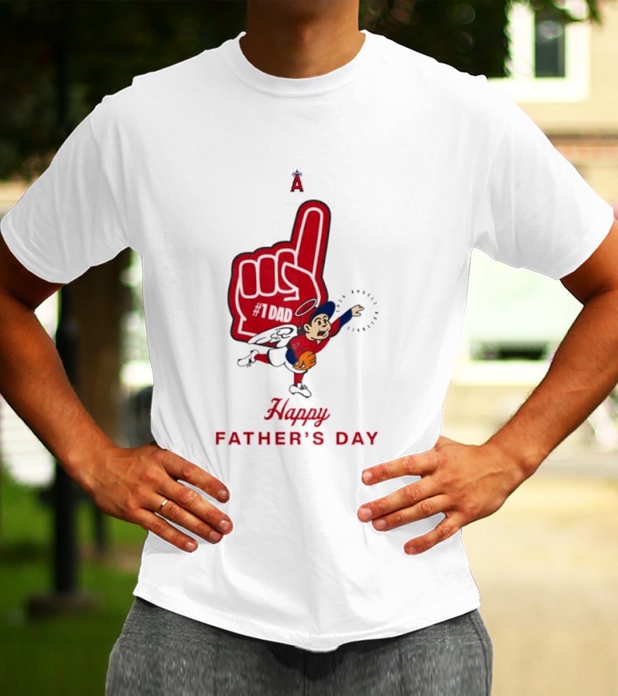Happy Father's Day 2026 Los Angeles Angels Baseball Fan Foam Finger T-Shirt