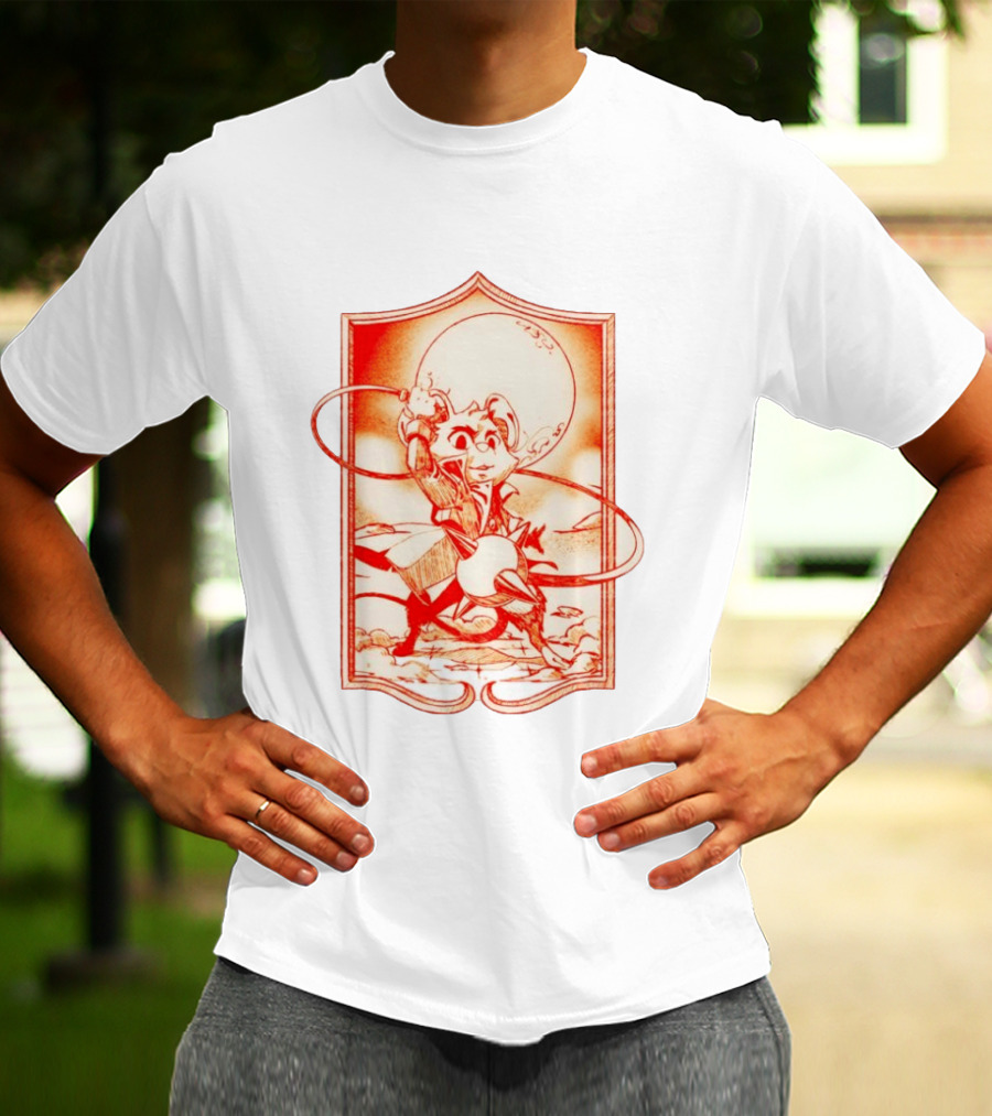 Biker Mice From Mars Throttle Wielding Flail Against Moonlit Backdrop T-Shirt