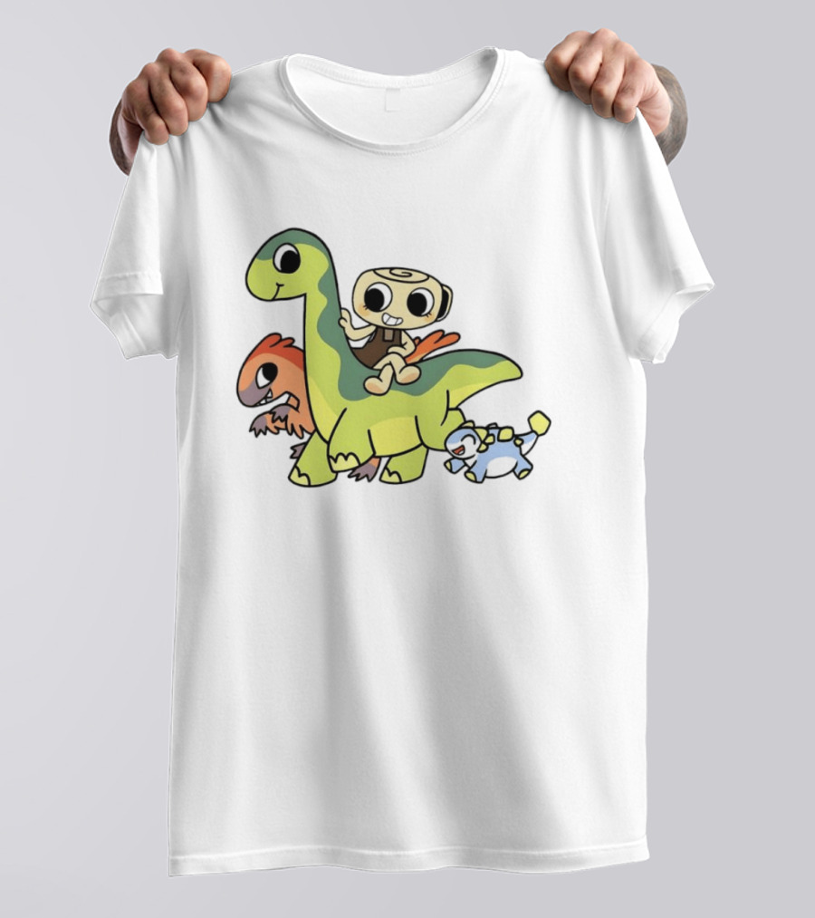 Cinnamon Roll Riding Dinosaurs Cute Cartoon Characters T-Shirt