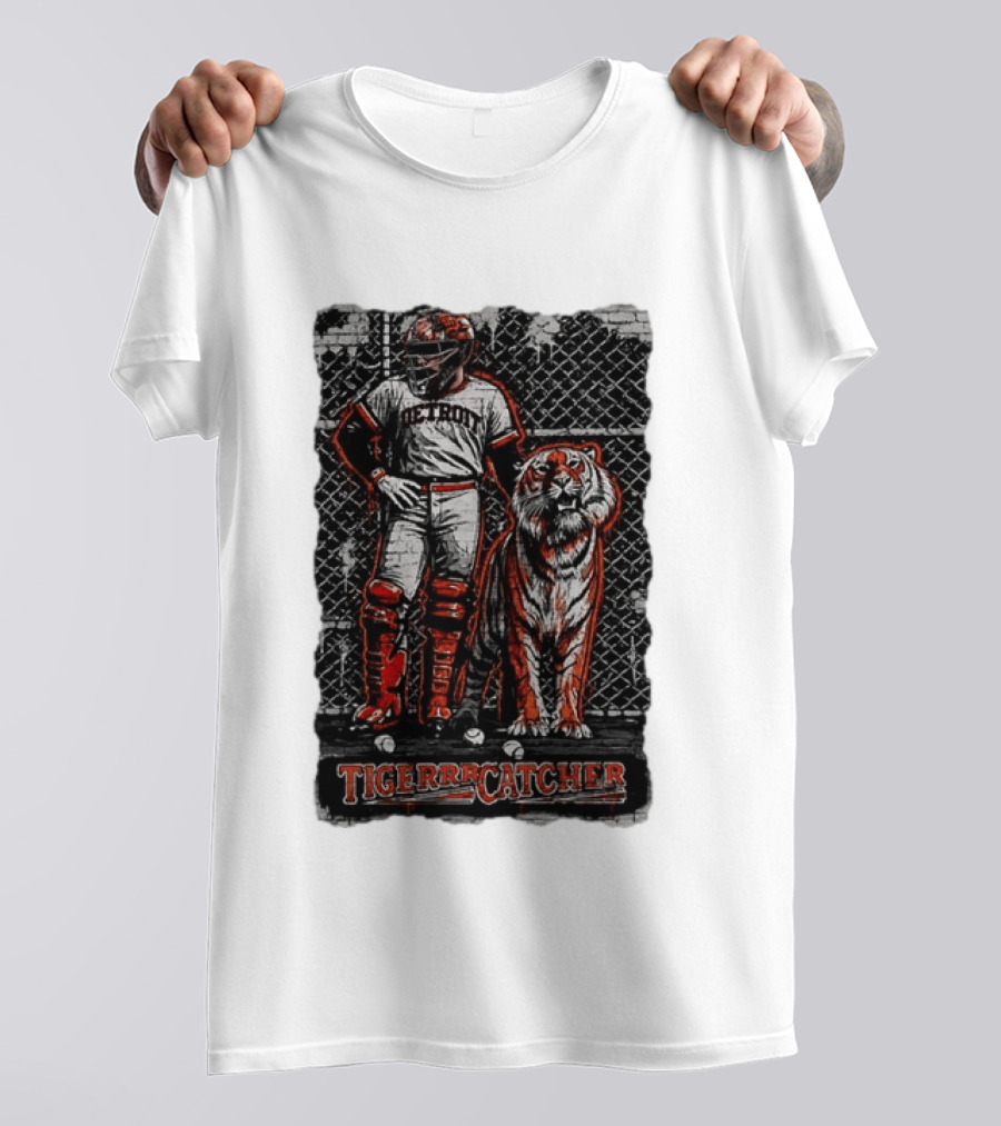 Detroit Tigerrcatcher Baseball Apparel Tiger & Catcher T-Shirt