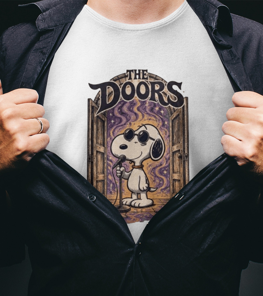 Snoopy The Doors Open The Mind Midnight Light T-Shirt