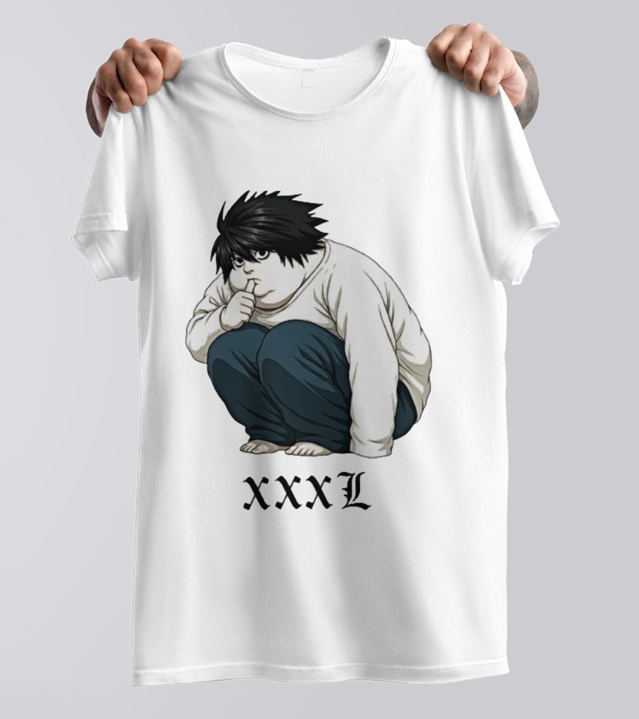L Lawliet Xxxl Meme Anime Character Sitting Pose T-Shirt