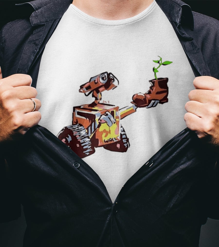 Pixar WALL E Holding Boot With Plant Iconic Scene T-Shirt