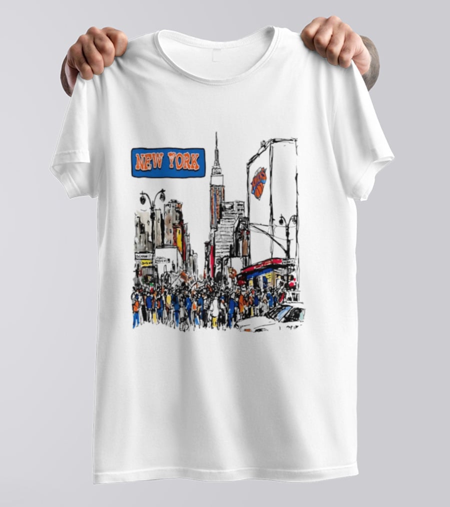 New York Knicks NBA City Skyline Street Scene Basketball Team T-Shirt