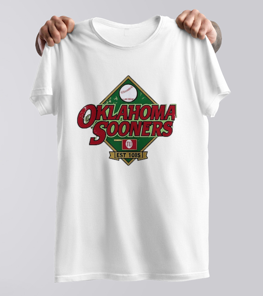 Oklahoma Sooners NCAA Baseball Est 108S Red Green Sports T-Shirt