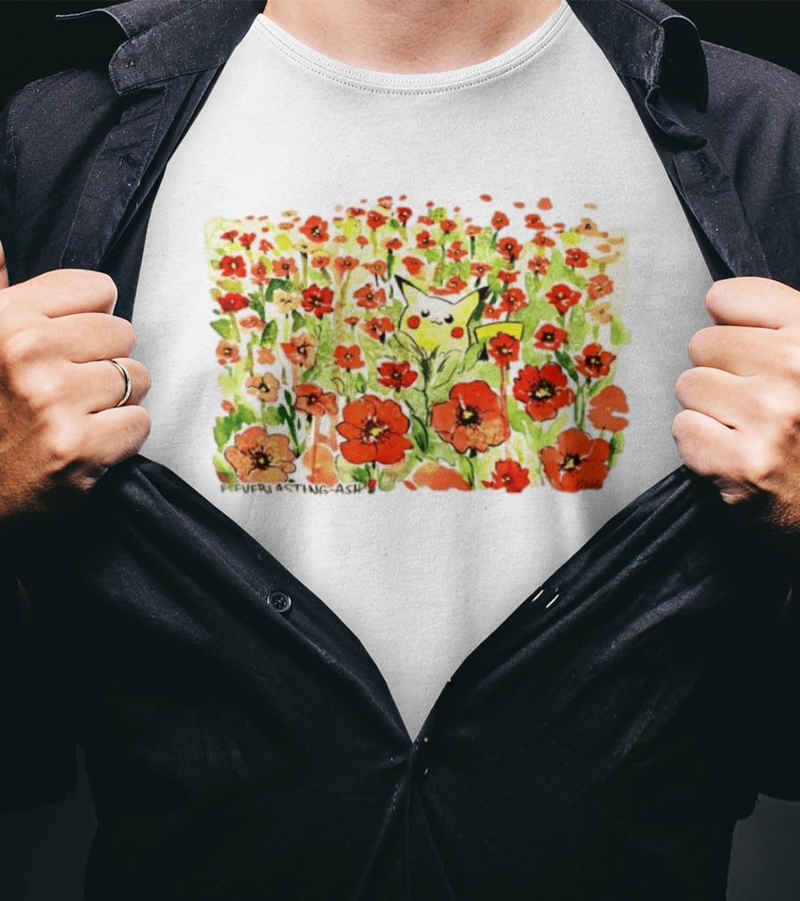 Pikachu Pokemon Everlasting Ash Floral Field T-Shirt