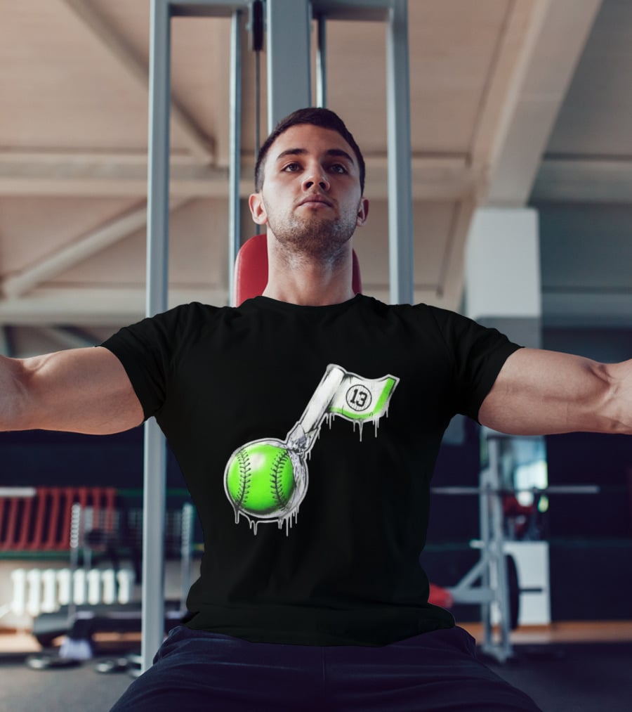 13 Baseball Lollipop Dripping Ice Cream Green Ball T-Shirt