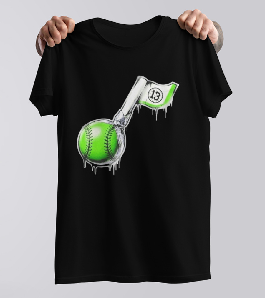 13 Baseball Lollipop Dripping Ice Cream Green Ball T-Shirt