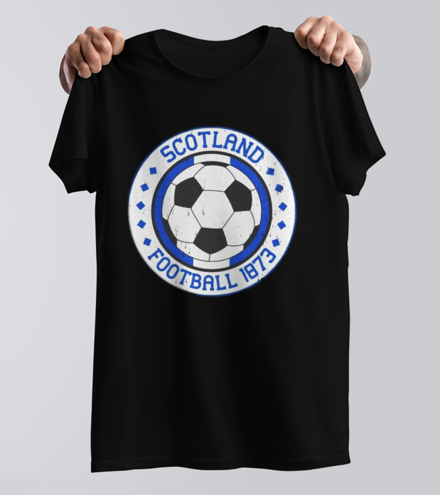 Scotland Football Soccer Ball Emblem 1873 Vintage Blue And White T-Shirt