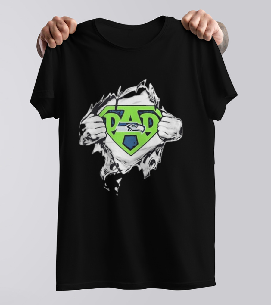 Seattle Seahawks Super Dad Ripped Chest DAD T-Shirt