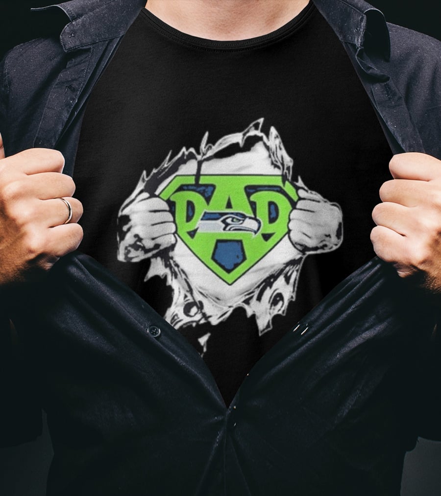 Seattle Seahawks Super Dad Ripped Chest DAD T-Shirt