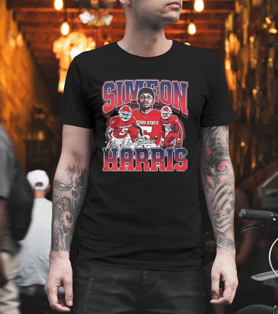 Simeon Harris Fresno State Bulldogs Mr No Panic Football Player Recognition T-Shirt