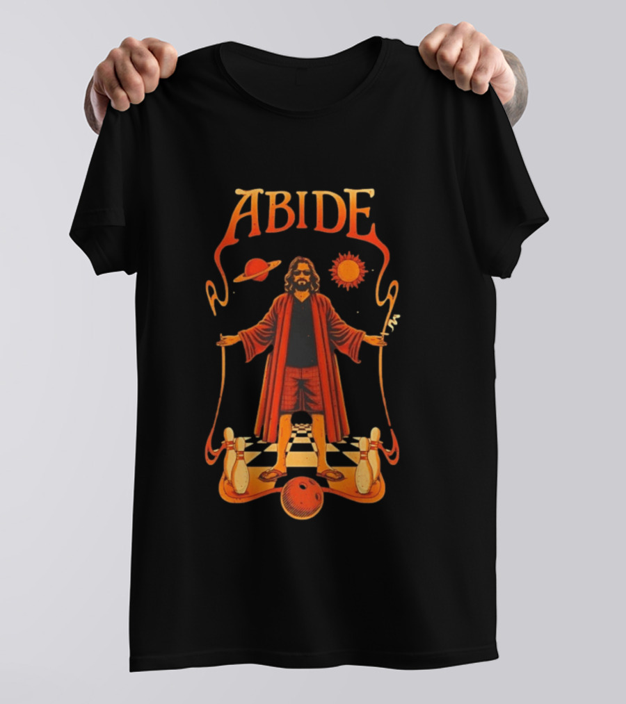 The Big Lebowski Abide Dude Bowling Solar System T-Shirt