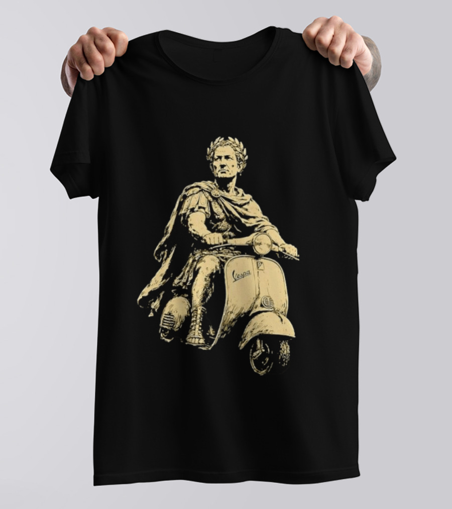 Julius Caesar Vespa Scooter Roman Warrior Motif T-Shirt