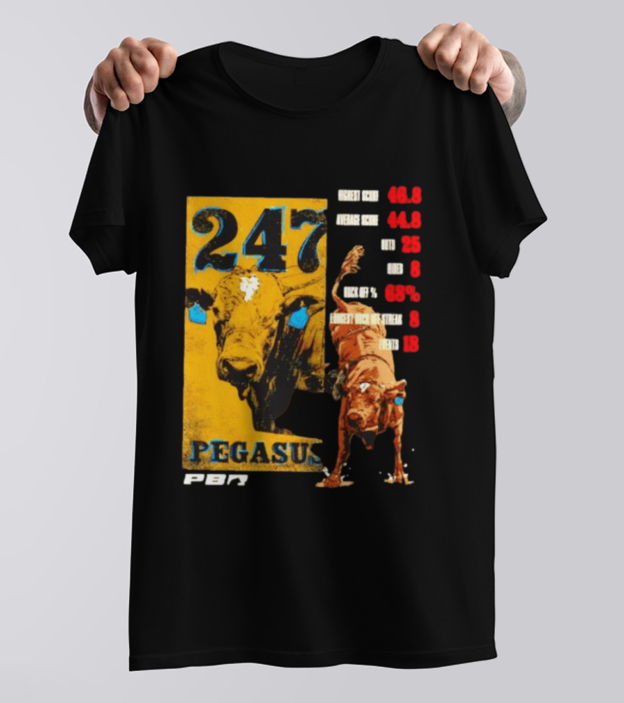 Pegasus 247 PBR Bull Riding Outs Stats Highest Average Score T-Shirt