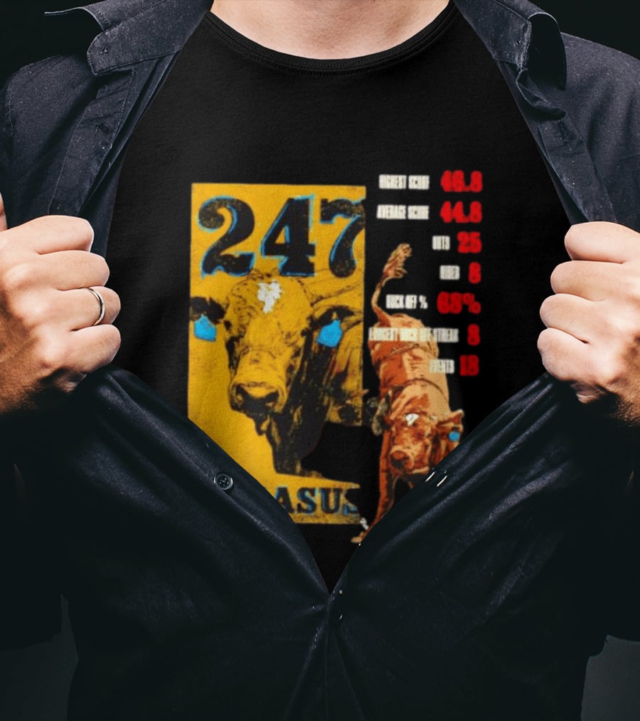 Pegasus 247 PBR Bull Riding Outs Stats Highest Average Score T-Shirt