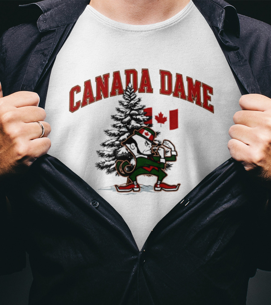 Canada Dame Irish Tree With Fighting Leprechaun And Maple Leaf T-Shirt