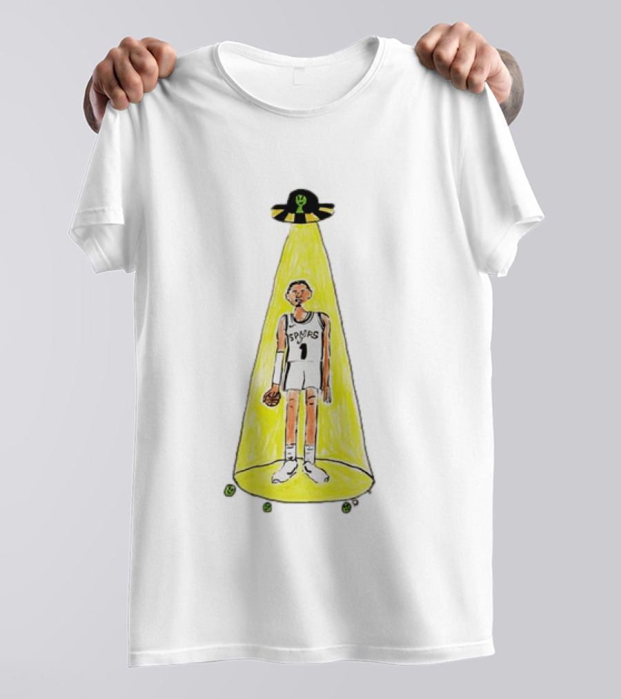 Victor Wembanyama Spurs NBA Out Of This World Alien Abduction Doodle T-Shirt