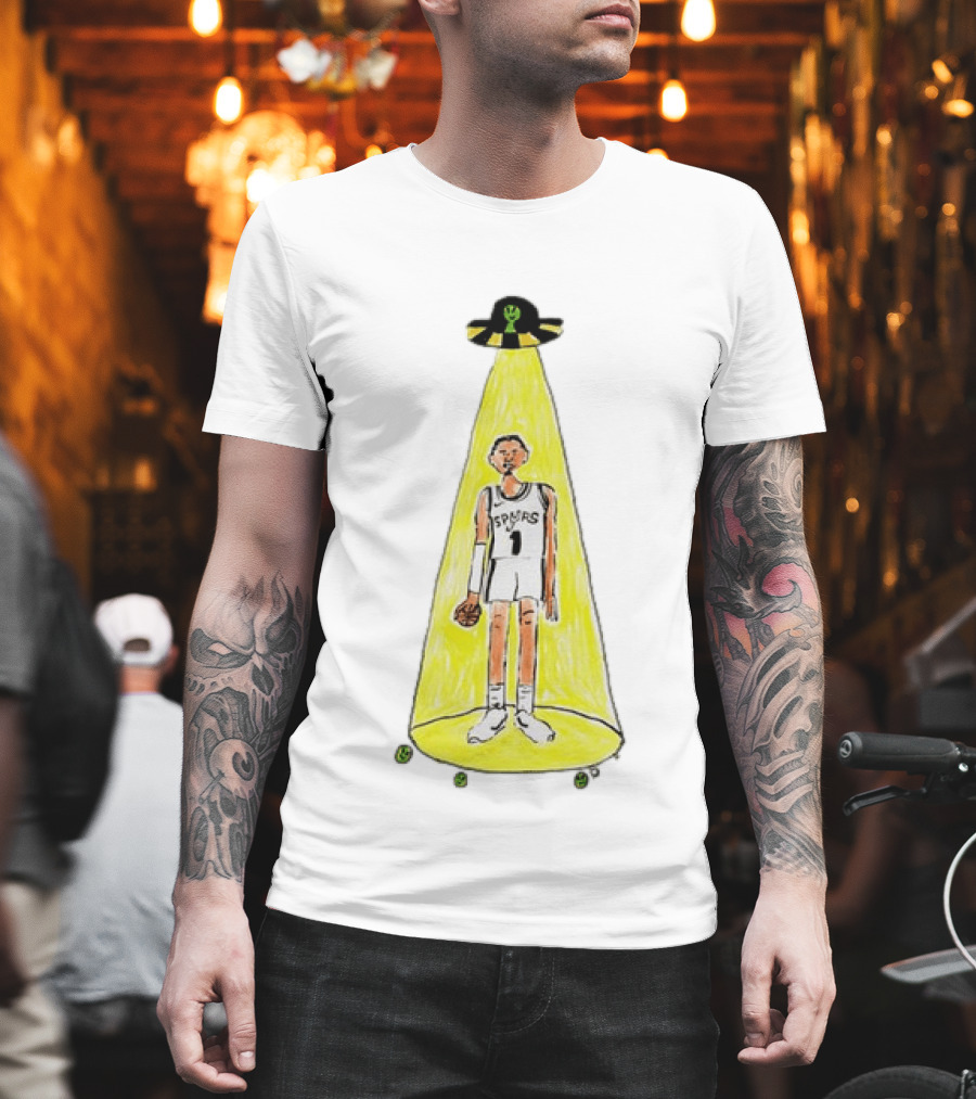 Victor Wembanyama Spurs NBA Out Of This World Alien Abduction Doodle T-Shirt