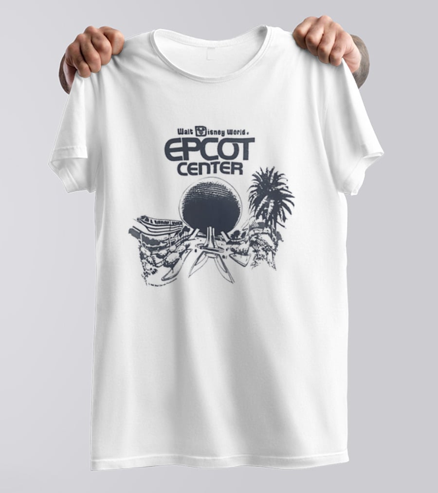 Walt Disney Productions Epcot Center Spaceship Earth And Future World Palm Trees T-Shirt