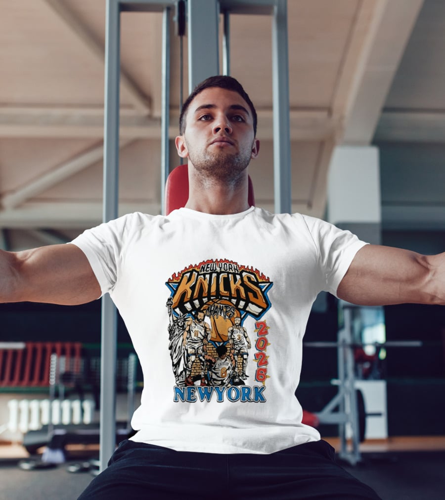 New York Knicks 2026 Champs Jalen Brunson OG Anunoby Josh Hart Statue Of Liberty T-Shirt