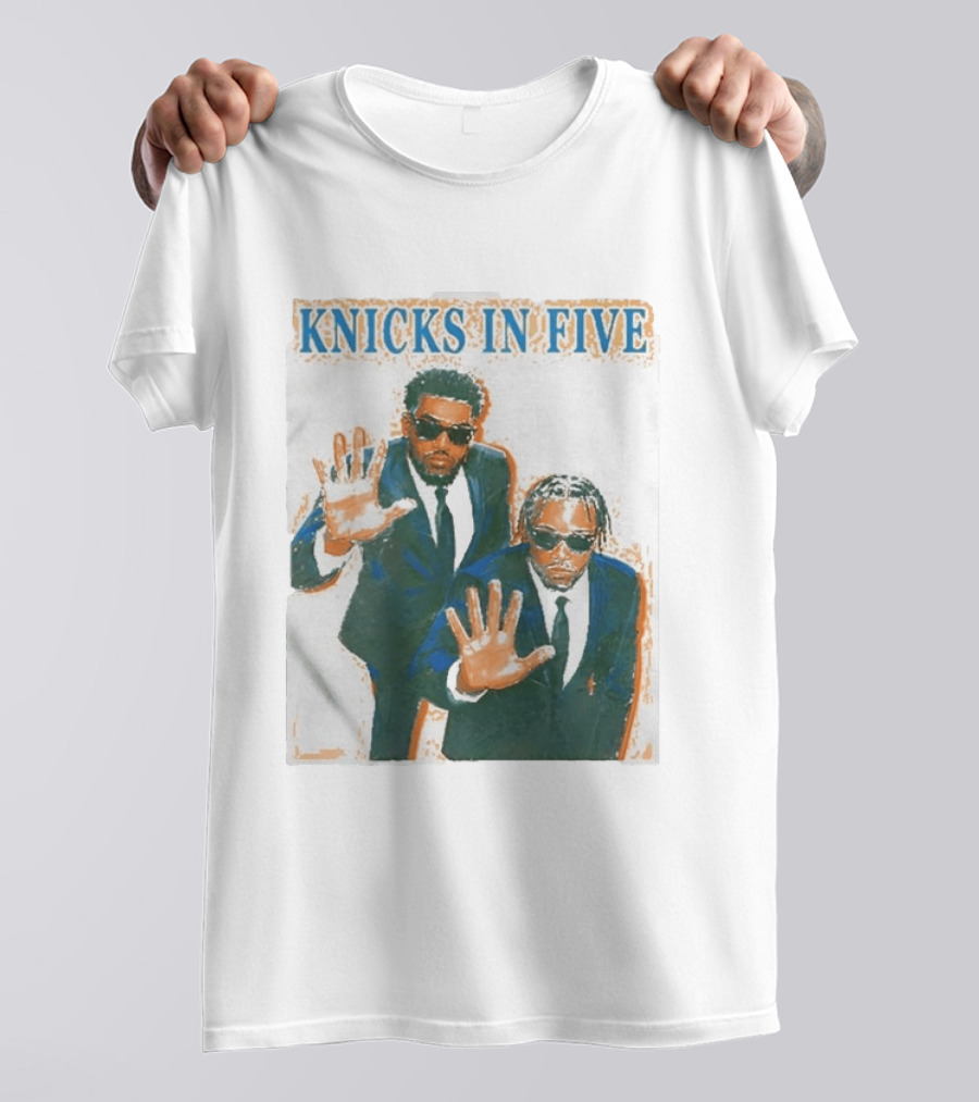Knicks In Five Mikal Bridges Og Anunoby Players In Suits T-Shirt