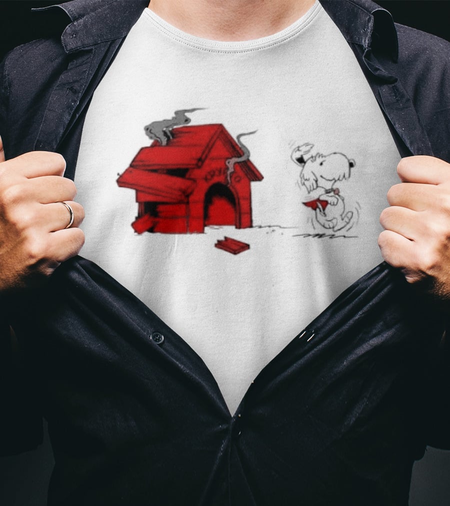 Krypto The Superdog Peanuts Snoopy Comic Book House Destruction Scene T-Shirt