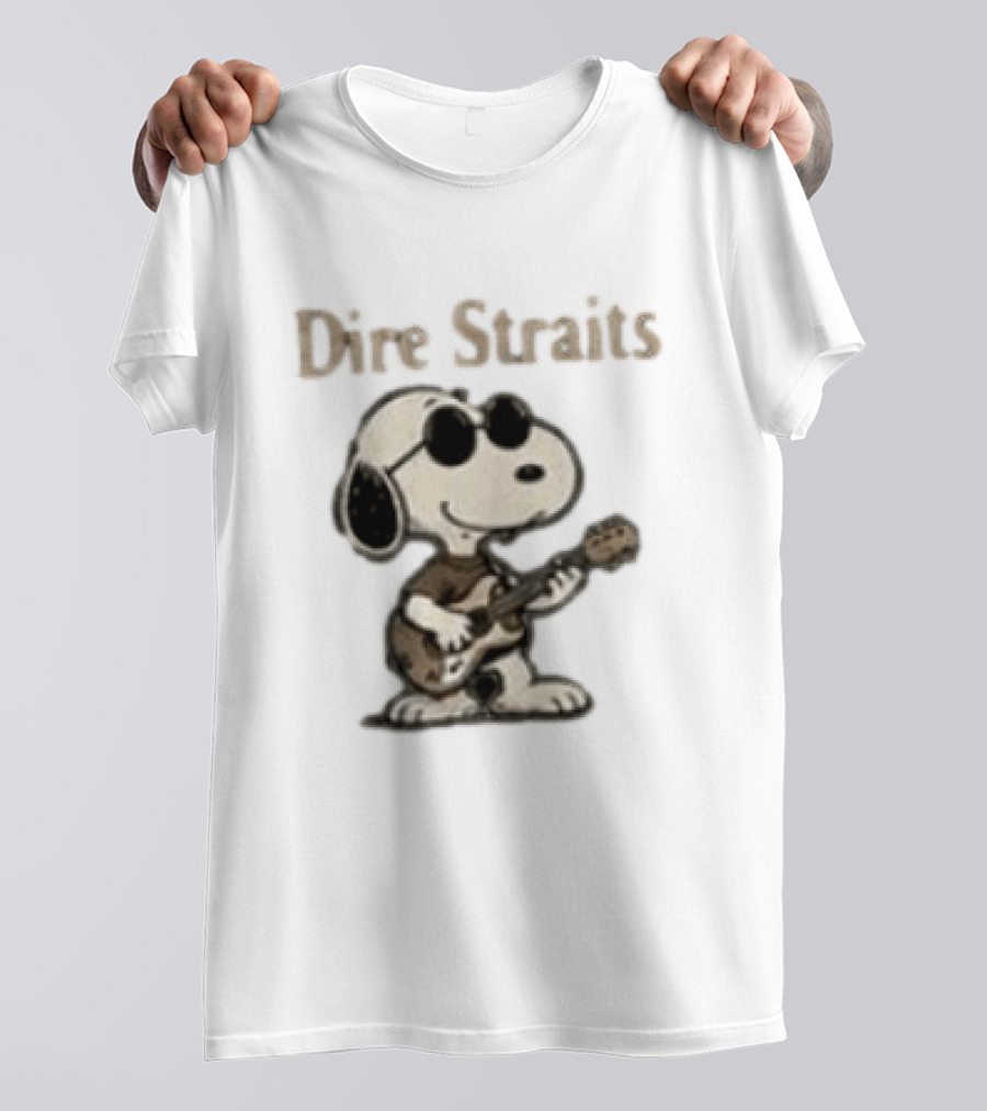 Snoopy Dire Straits Follow The Rhythm Trust The Road Enjoy The Ride Vintage Character Playing Guitar T-Shirt