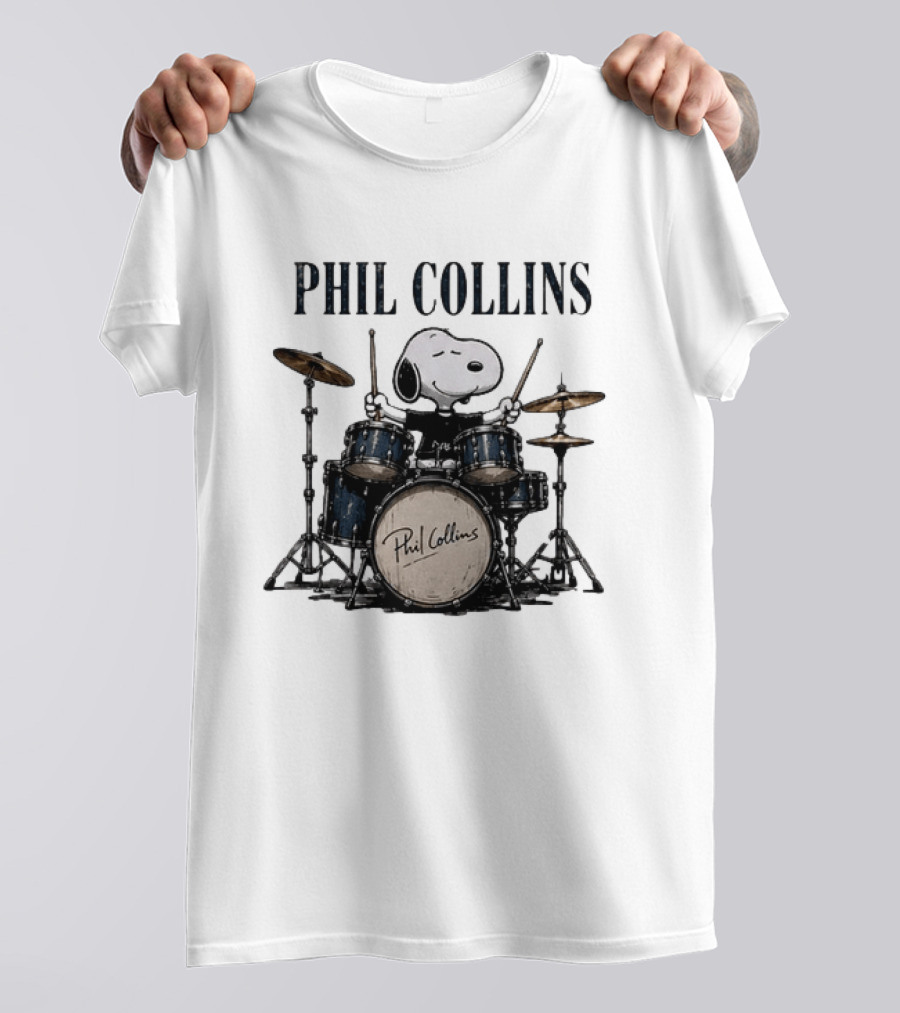 Snoopy Playing Drums Phil Collins Feel The Rhythm Trust The Heart Let It Flow T-Shirt