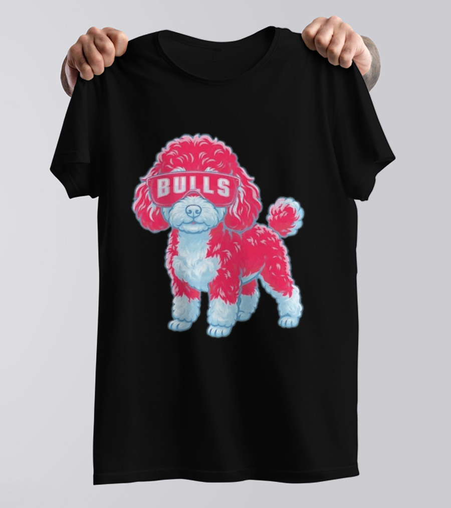 Chicago Bulls Poodle Cartoon Glasses T-Shirt