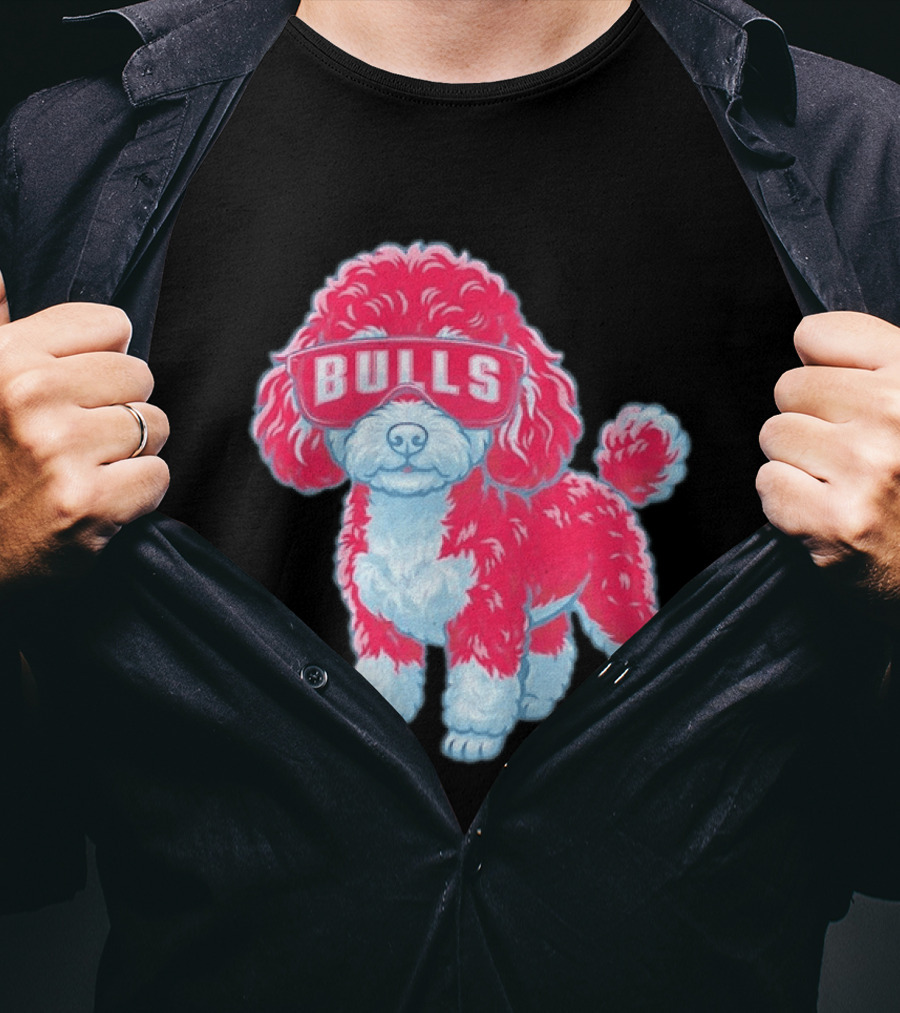 Chicago Bulls Poodle Cartoon Glasses T-Shirt